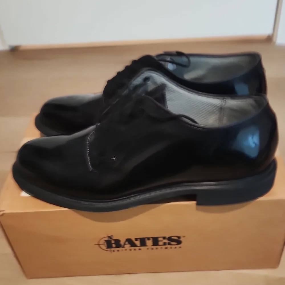 Bates Black Oxford Shoes Polished Leather Formal - Picture 1 of 4